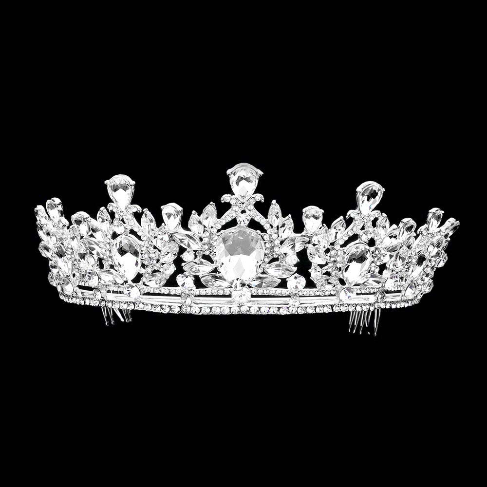 Silver Teardrop Marquise Stone Embellished Princess Tiara, this awesome stone princess tiara will make you the ultimate royal beauty and make you stand out to receive the best compliments on special occasions. Awesome gift for birthdays, anniversaries, Valentine’s Day, or any special occasion.