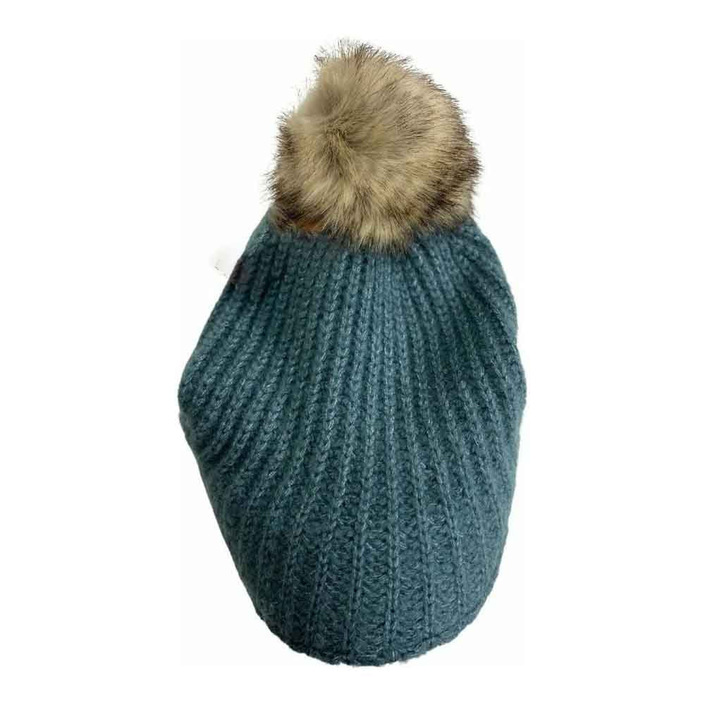 SteelBlue C.C Cable Knitted Brim Beanie Natural Faux Fur Pom Pom Warm Winter Hat; reach for this classic toasty hat to keep you nice and warm in the chilly winter weather, the wintry touch finish to your outfit. Perfect Gift Birthday, Christmas, Holiday, Anniversary, Stocking Stuffer, Secret Santa, Valentines Day, Loved One, BFF