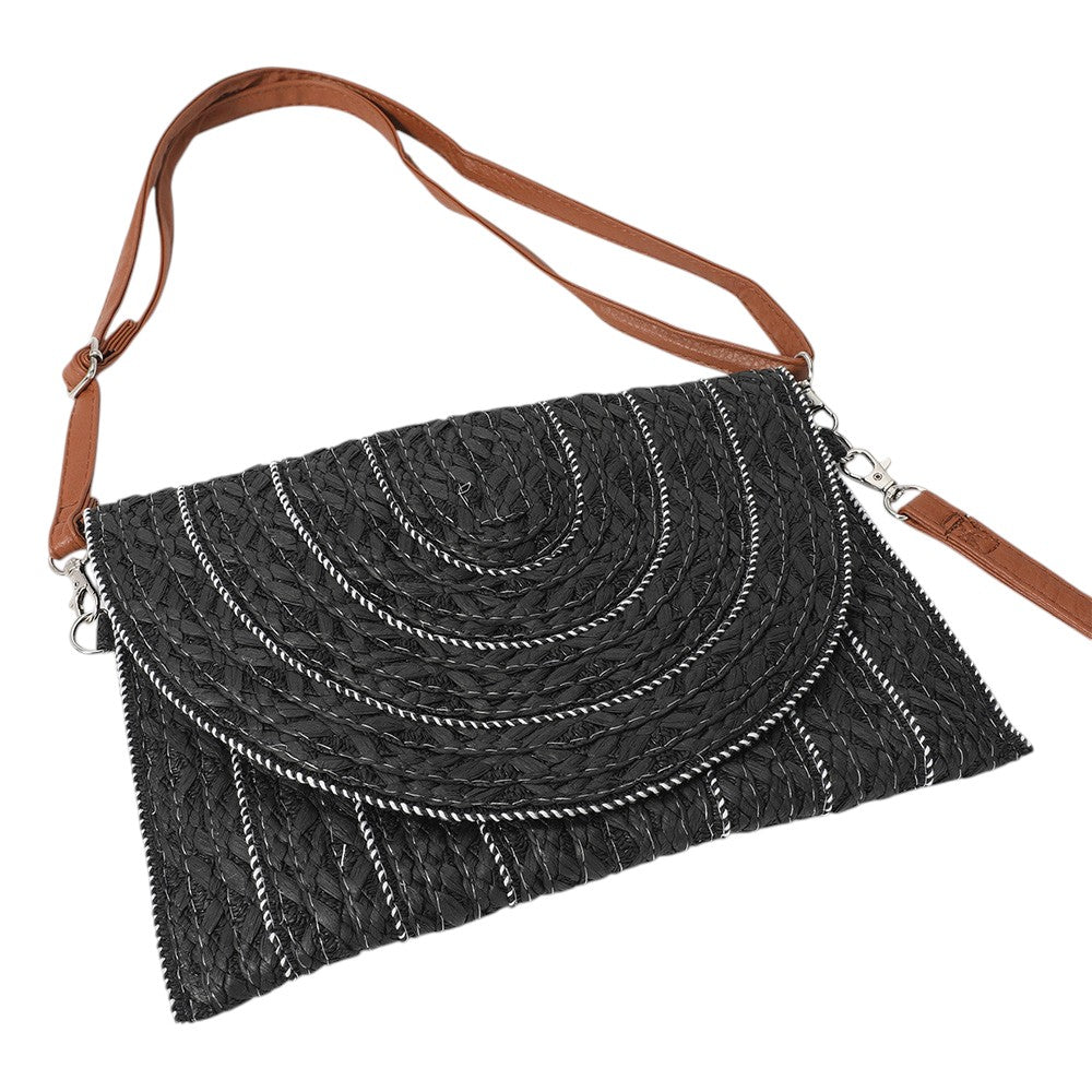 Stitch Detailed Straw Crossbody Bag is a must-have for any fashion-forward individual. The intricate stitching adds a unique touch to the classic straw material. With its convenient crossbody design, this bag is perfect for hands-free carrying and the perfect accessory for any summertime outfit.