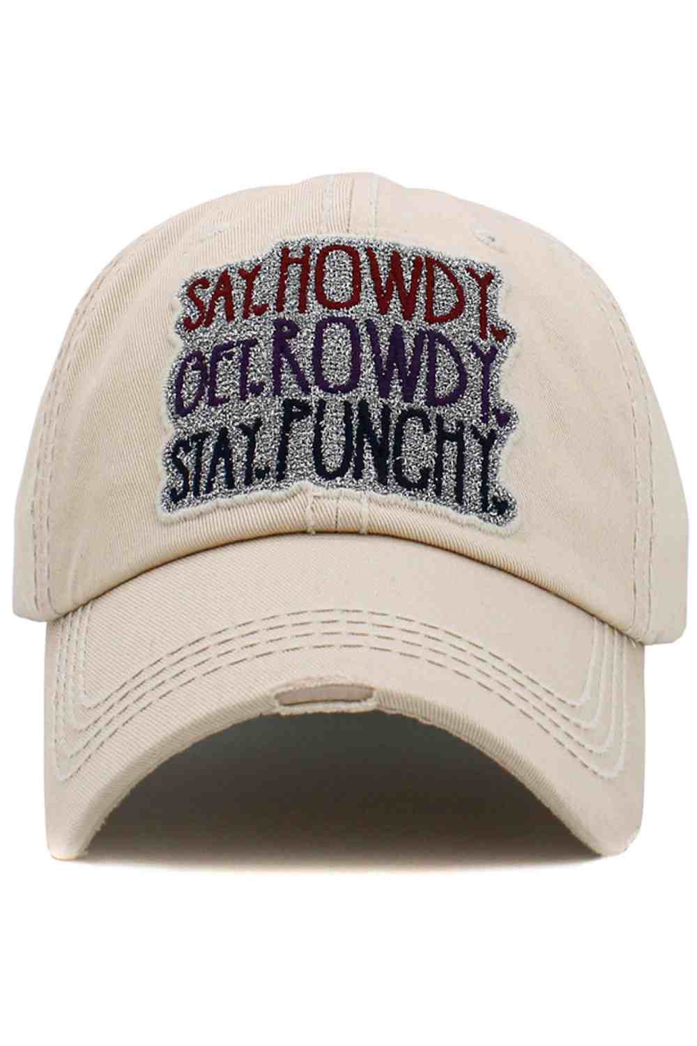 Stone SAY HOWDY Vintage BaseCap brings a classic, worn-in look with timeless Western attitude, perfect for everyday casual wear. Designed for comfort and easy styling, it pairs effortlessly with jeans, tees, and laid-back outfits for an effortlessly cool vibe.