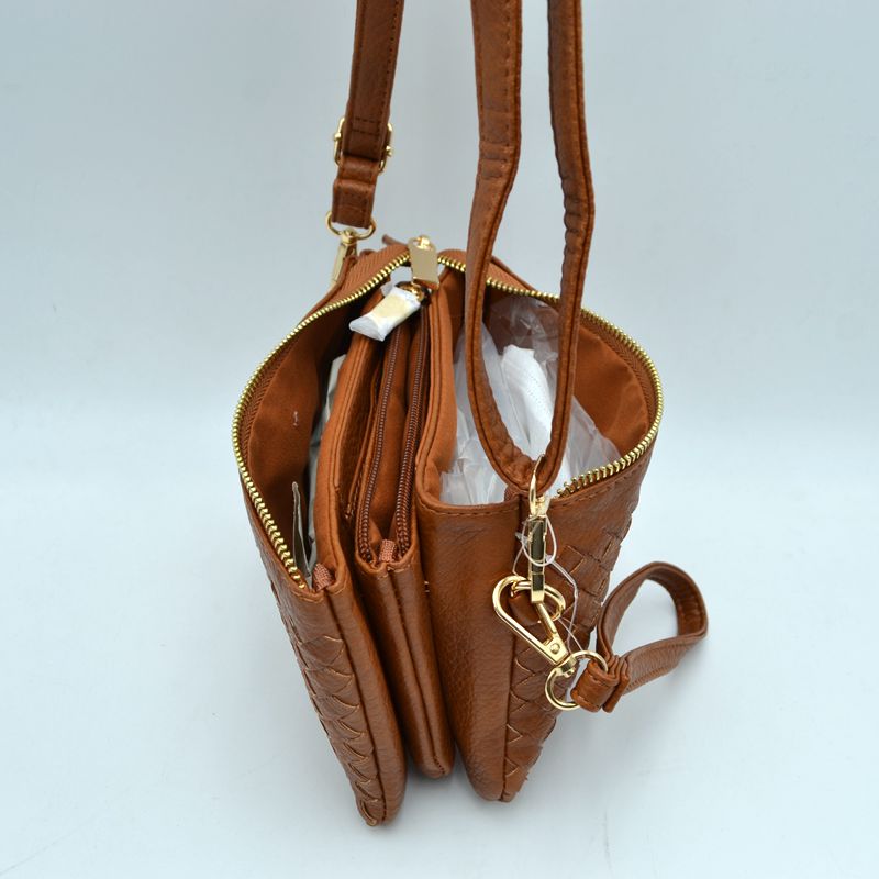 Woven 2-in-1 Crossbody Bag and Wristlet Clutch - Crossbody Bags