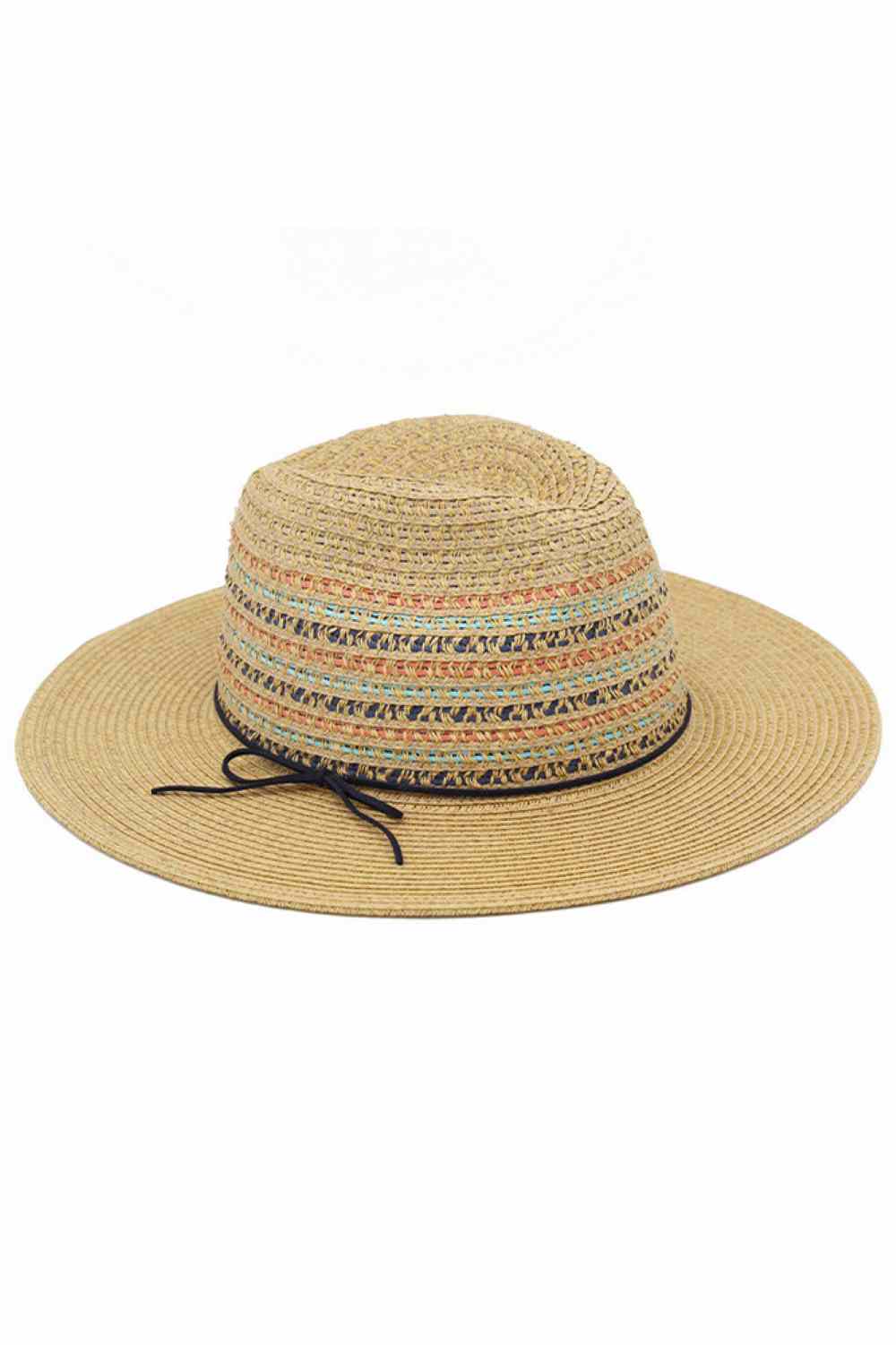 Tan Stay protected and stylish with this multicolor woven straw fedora sun hat. Crafted from a breathable blend of 80% paper and 20% polyester, it features a classic ribbon band detail and delivers UPF 50+ UV protection for all-day sun safety. Perfect for beach days, outdoor events, or casual summer wear. Lightweight and comfortable, this versatile hat complements any warm-weather wardrobe.