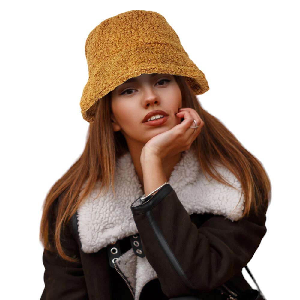 Taupe Sherpa Bucket Hat, Stay warm, stylish, and comfortable all season long with this. Crafted from plush Sherpa fabric with a classic bucket shape, this hat offers insulation and a luxurious feel to keep you cozy in winter. It ensures a secure fit and allows you to customize your style. Perfect winter gift idea.