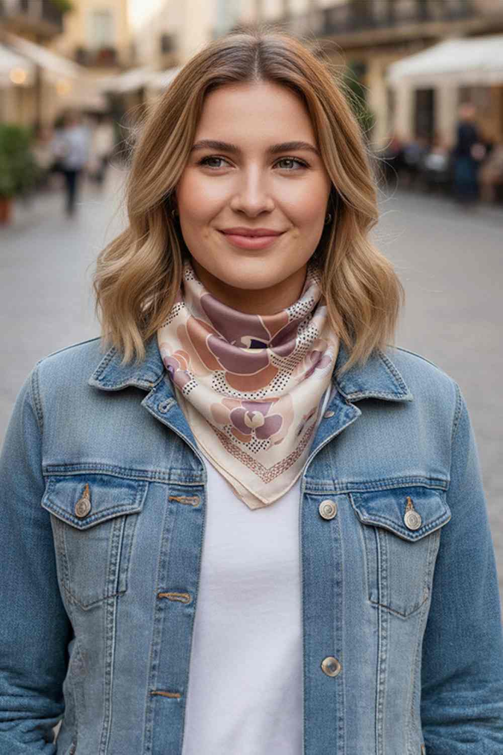 Taupe Elevate your accessory collection with this elegant bandana scarf, featuring a stunning botanical flower pattern that brings natural beauty to any outfit. Crafted from 100% lightweight polyester, this versatile piece offers a silky-smooth feel perfect for all seasons. The generous 27.5" x 27.5" size makes it ideal for styling around your neck, as a headwrap, or tied to your bag. Whether you're dressing up a casual look or adding a polished touch to your ensemble, this timeless scarf delivers effortles