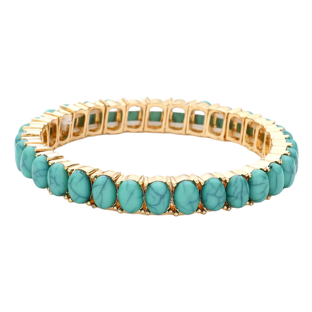 Oval Stone Cluster Stretch Evening Bracelet
