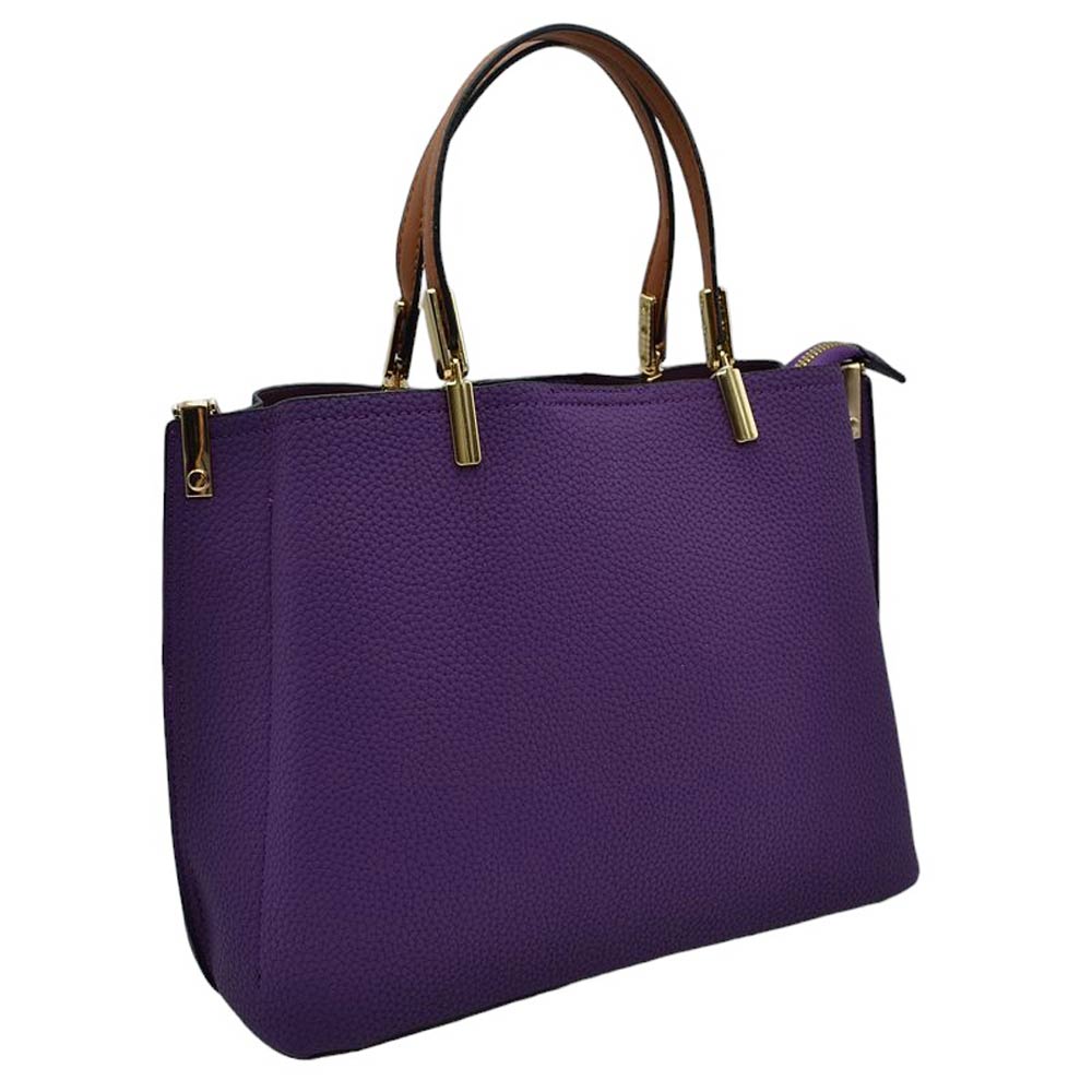 Violet Simpler Times Bucket Crossbody Bags For Women. A great everyday casual shoulder bag composed of Faux leather. A simple design with subtle gold hardware details on the closure. Magnetic snap closure for an inner zipper pouch opening spacious to hold your phone, wallet, and other essentials securely.