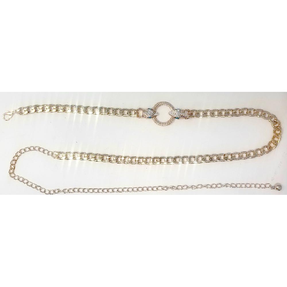 Madeline Love Gold Rhinestone Embellished Snake Accented Chain Belt - Hair Accessories - desc