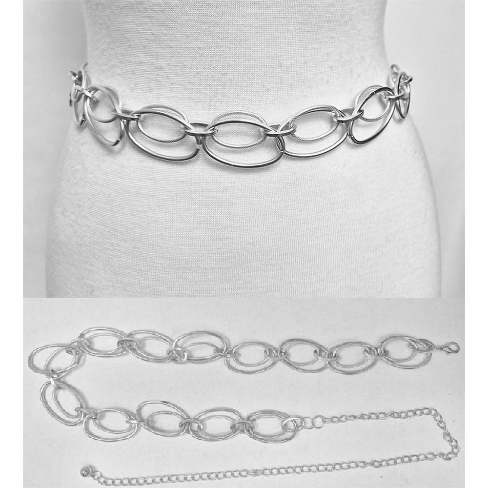 Madeline Love Rhodium Layered Oval Link Waist Chain Belt - Hair Accessories - desc