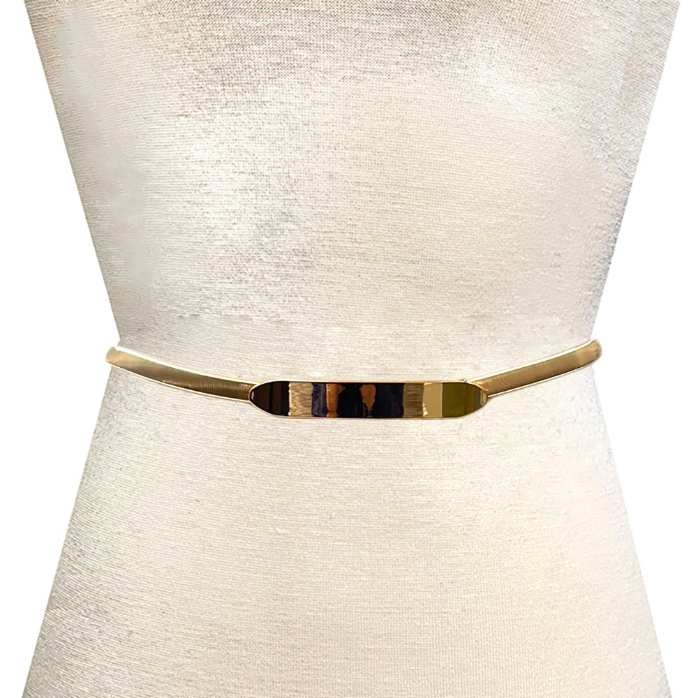 Madeline Love Gold Metal Bar Pointed Stretch Belt - Hair Accessories - desc