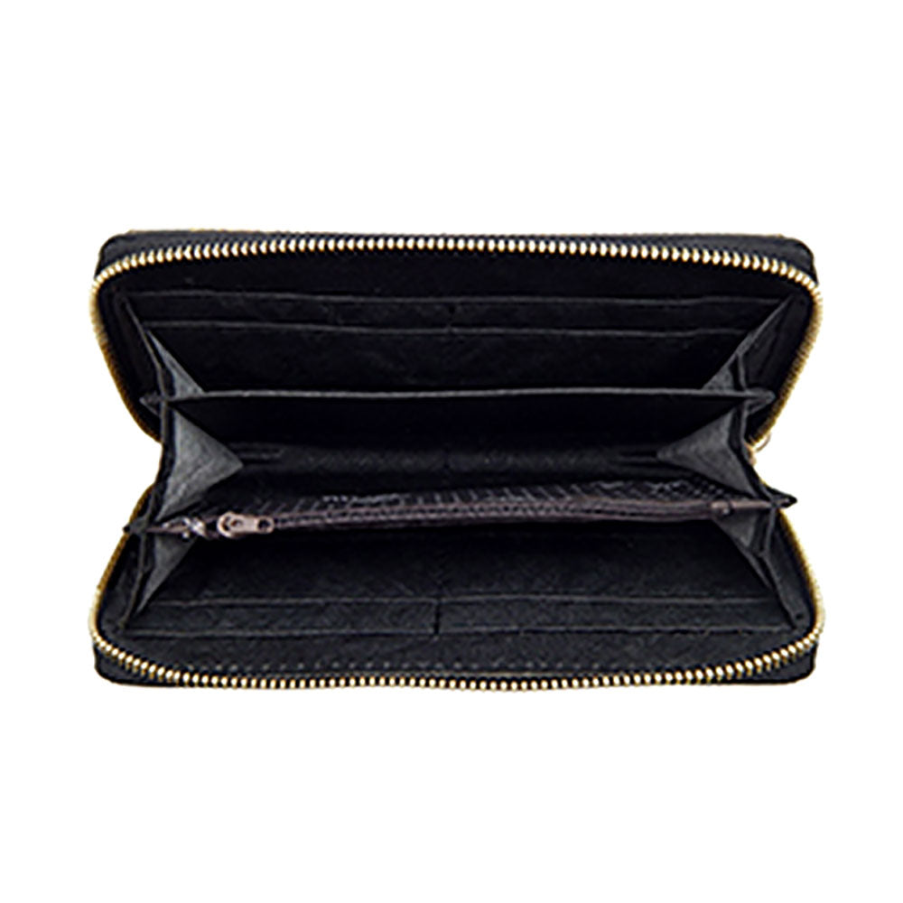 Madeline Love Black Seed Beaded Fleur de Lis Zipper Wallet - Bags & Wallets - desc