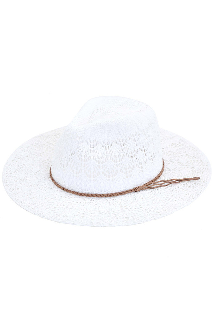 White C.C. Horseshoe Lace Knitting Panama Hat is a must-have accessory for any fashion-forward individual. Its beautiful lace knit design adds a touch of elegance to any outfit, while the high-quality materials ensure durability and comfort. Stay stylish and protected from the sun with this iconic hat.