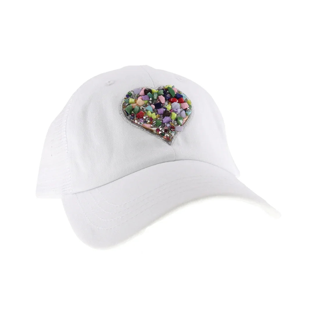 White l C.C Heart Stone Embellishment Baseball Cap is perfect for adding a touch of sparkle to your outfit. With a heart-shaped stone embellishment, this cap adds a unique and stylish touch to any look. Stay on trend and protected from the sun with this must-have accessory.