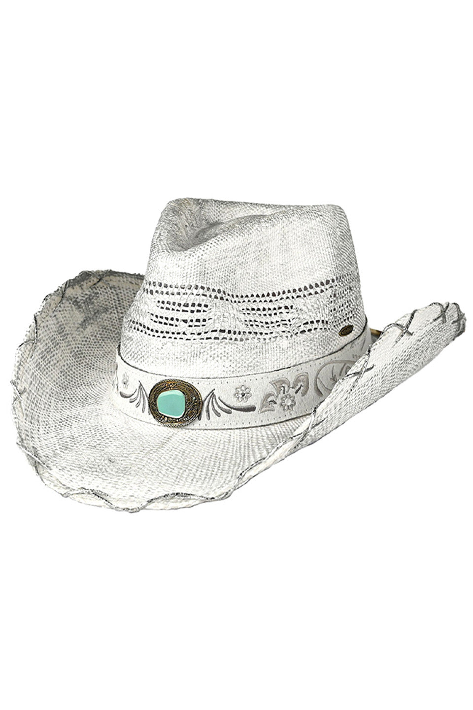 White C.C Metallic X Stitches Vented Cowboy Hat combines traditional Western style with modern comfort. The distinctive metallic cross-stitching detail adds sophisticated flair, while strategic ventilation ensures breathability during extended wear. Crafted with quality materials for durability and shape retention, this hat delivers both authentic cowboy aesthetics and practical functionality for everyday use.