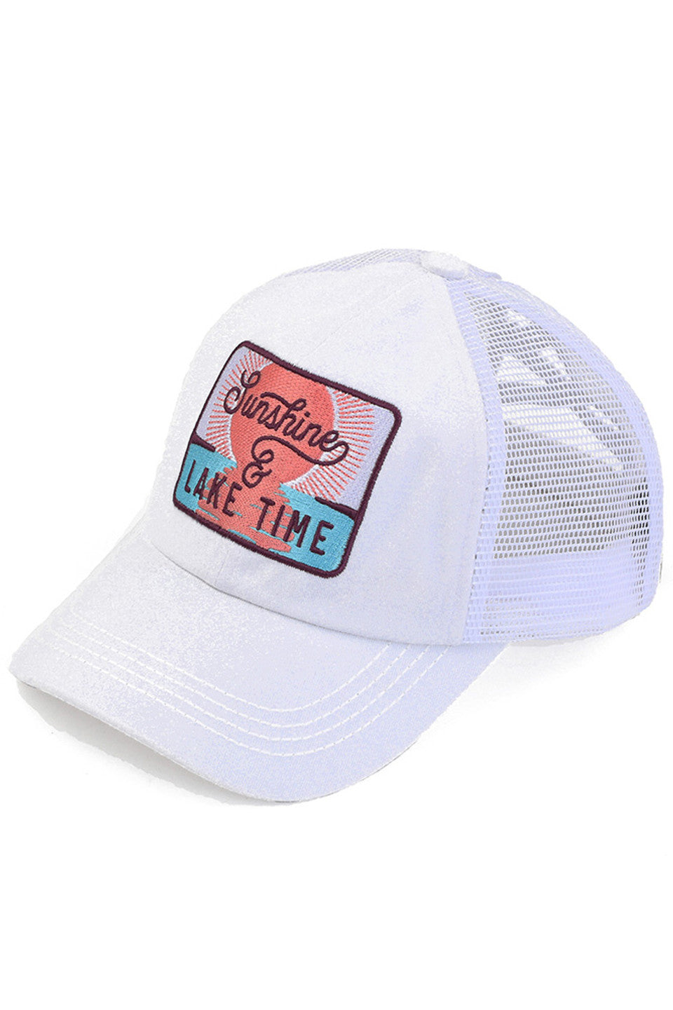 C.C SUNSHINE & LAKE TIME Patch Pony Cap - White - Pony Cap