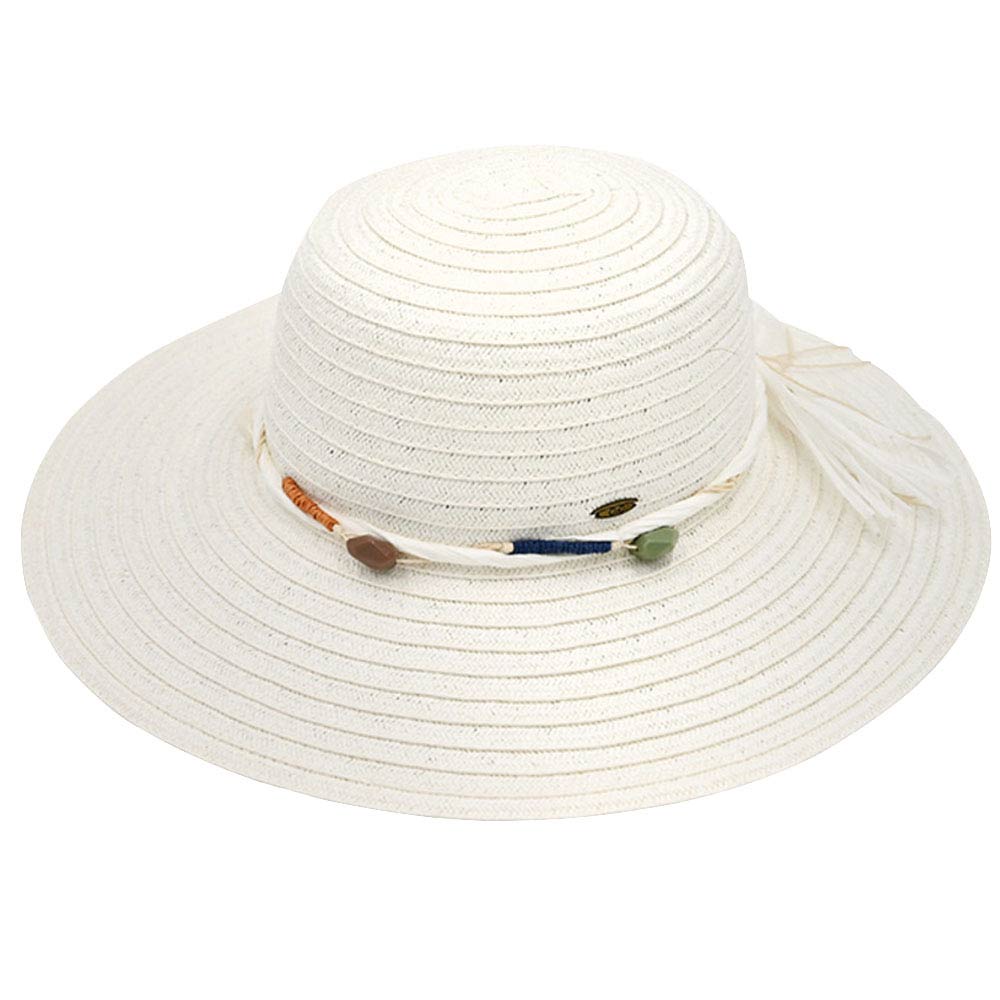 C.C Wide Brim Stone Trim Band Sun Hat