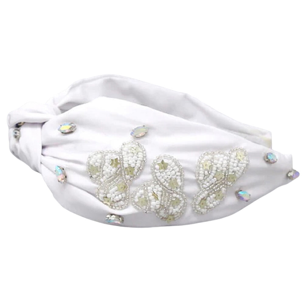 White Cowgirl Hat Seed Beaded Front Knot Headband, create a natural & beautiful look while perfectly matching your color with the easy-to-use seed beaded front knot headband. Push your hair back and spice up any plain outfit with this knot headband! Be the ultimate trendsetter & be prepared to receive compliments wearing this cowgirl hat headband with all your stylish outfits!