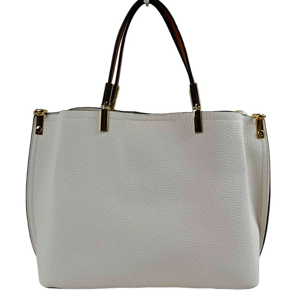 White Simpler Times Bucket Crossbody Bags For Women. A great everyday casual shoulder bag composed of Faux leather. A simple design with subtle gold hardware details on the closure. Magnetic snap closure for an inner zipper pouch opening spacious to hold your phone, wallet, and other essentials securely.