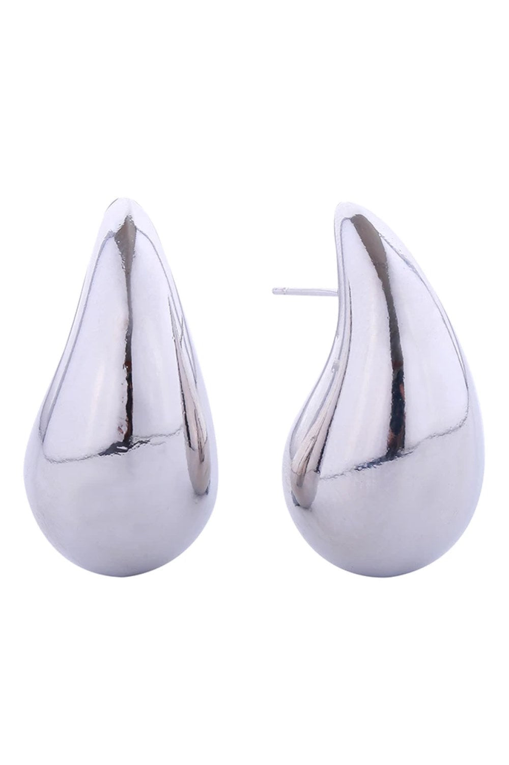 White Gold Delicate raindrop-shaped post earrings crafted from hypoallergenic brass and dipped in 14K gold or white gold. Designed for everyday wear, these lightweight studs feature a timeless silhouette that complements any look. Lead and nickel compliant for sensitive skin. Expertly made in Korea.