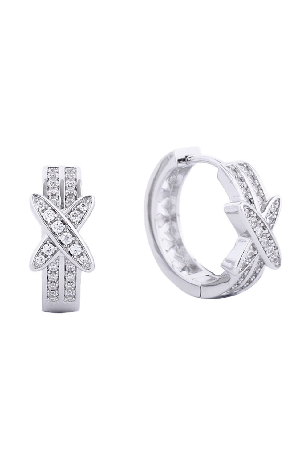 White Gold Elegant huggie hoop earrings featuring a luxurious 14K gold and white dip finish. Adorned with sparkling cubic zirconia pavé detailing for a sophisticated sparkle that catches the light beautifully. Crafted from quality brass with hypoallergenic properties, these earrings are gentle on sensitive ears. Measuring 1.78cm in diameter, they offer the perfect compact size for everyday wear or layering. Lead and nickel compliant, ensuring safety and comfort. A timeless accessory that transitions seamles