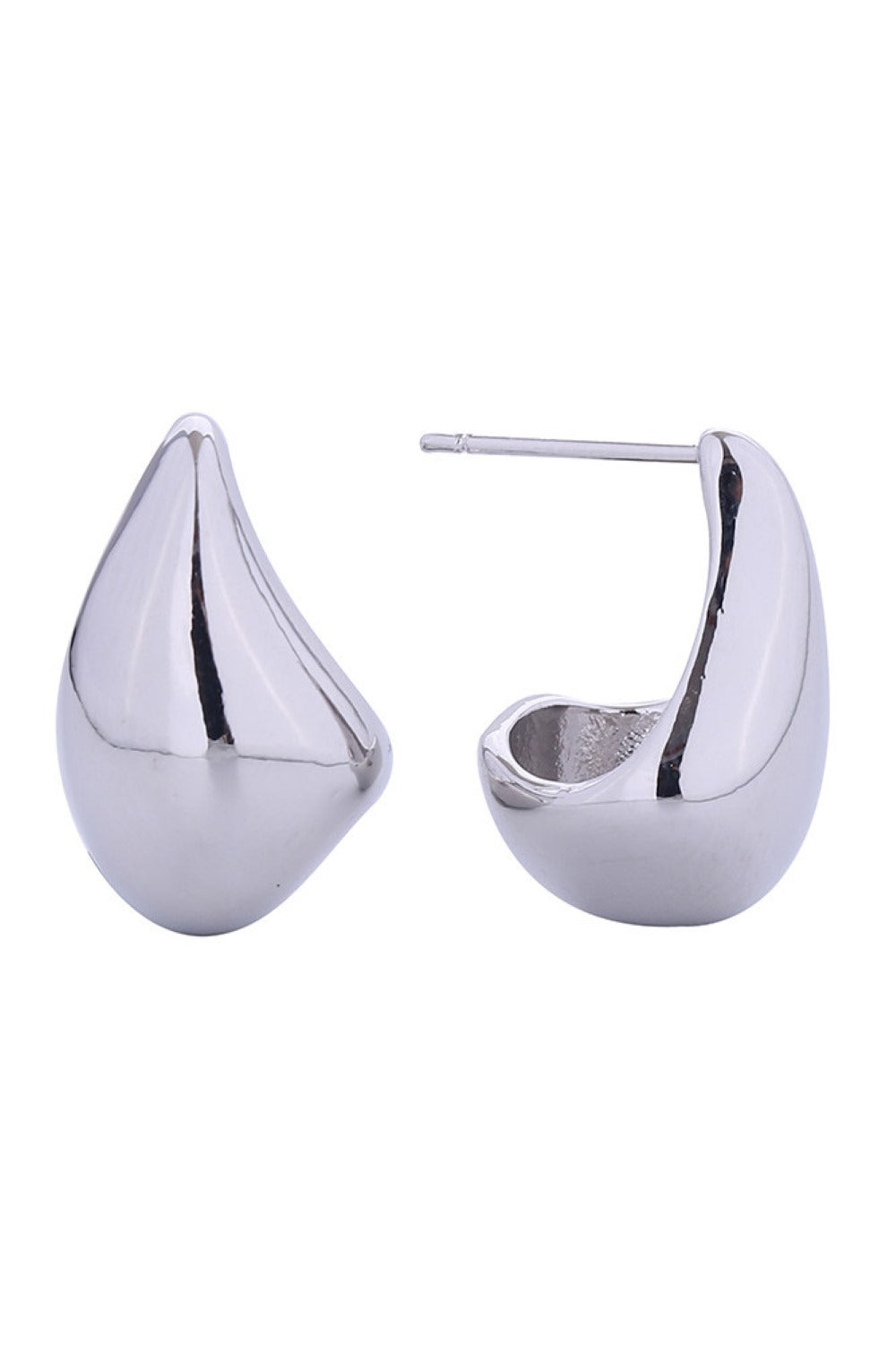 White Gold Elegant raindrop-shaped post earrings crafted in brass with 14K gold or white gold dipping. These delicate 1.8cm earrings combine timeless style with everyday wearability. Hypoallergenic design makes them perfect for sensitive skin, while lead and nickel compliance ensures safety and peace of mind. Expertly made in Korea, these versatile studs transition seamlessly from casual to formal occasions.