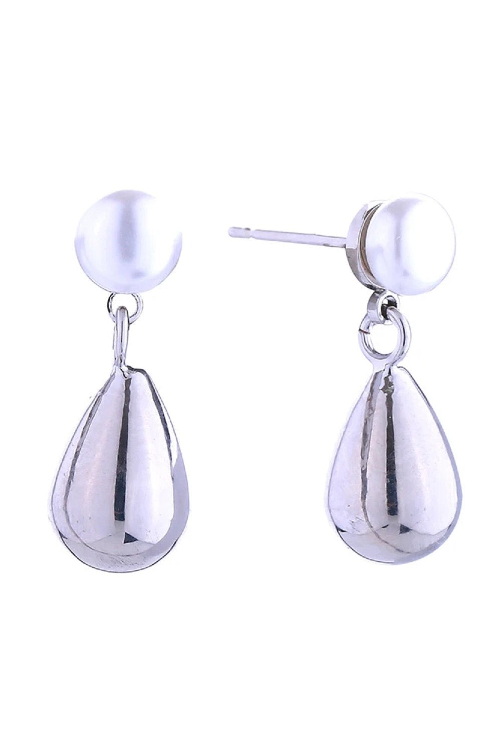 White Gold Elegant teardrop pearl earrings with a lustrous finish, dipped in 14K gold or white gold plating. Crafted from hypoallergenic brass with genuine pearls, these timeless studs are perfect for everyday wear or special occasions. Measuring 2cm in diameter, they offer a refined silhouette that complements any style. Lead and nickel compliant for safe, comfortable wear. A versatile addition to any jewelry collection.