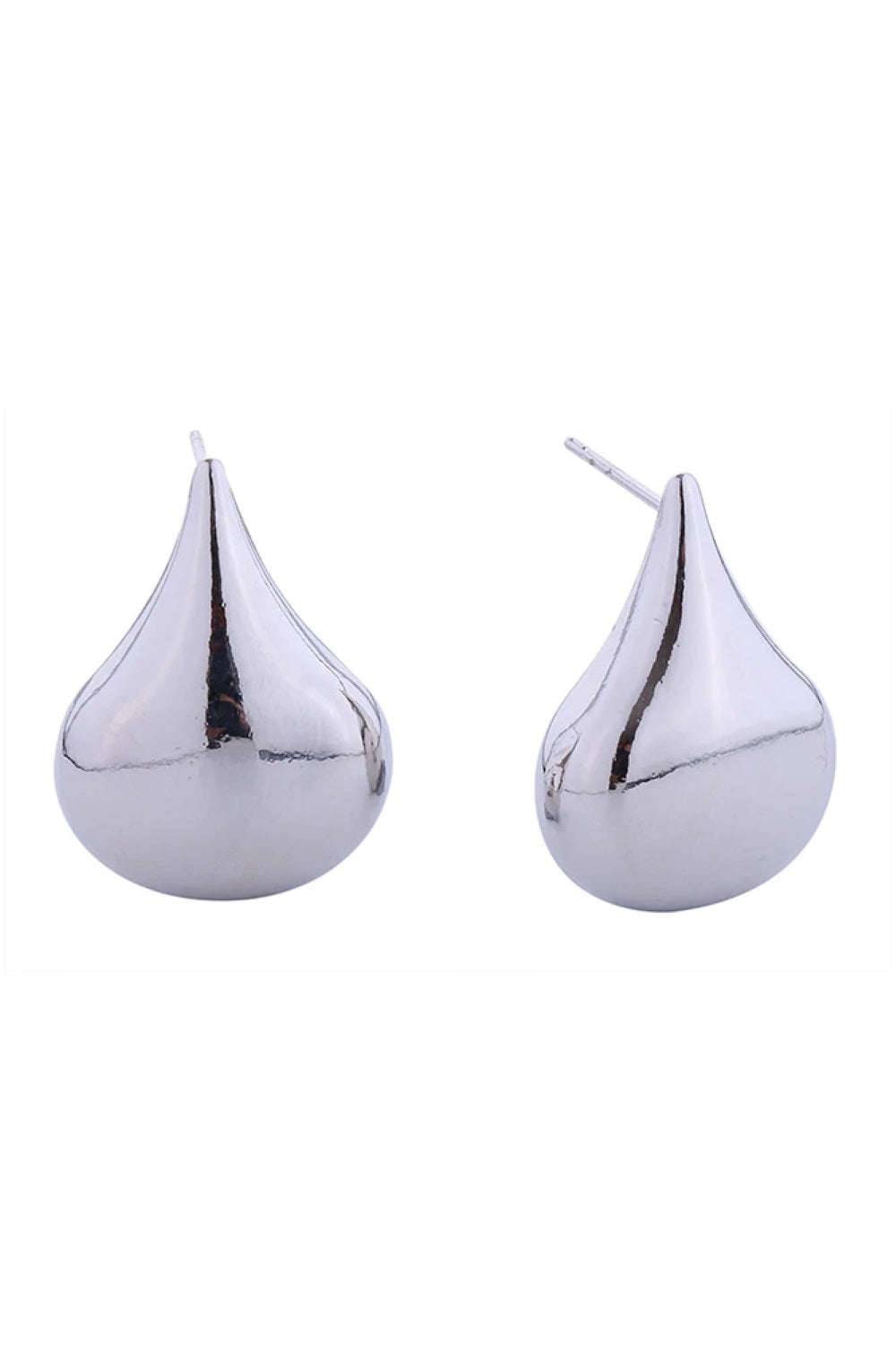 White Gold Elegant waterdrop post earrings crafted in lustrous 14K brass with a hypoallergenic finish. Each earring measures 2.7cm in diameter, offering a graceful silhouette that complements any look. Designed with your comfort in mind lead and nickel compliant for sensitive ears. Perfect for everyday wear or special occasions.