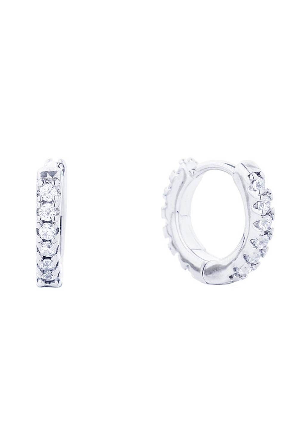Pretty 14K Gold Dipped Huggie Hoop Earring - White Gold - Earrings