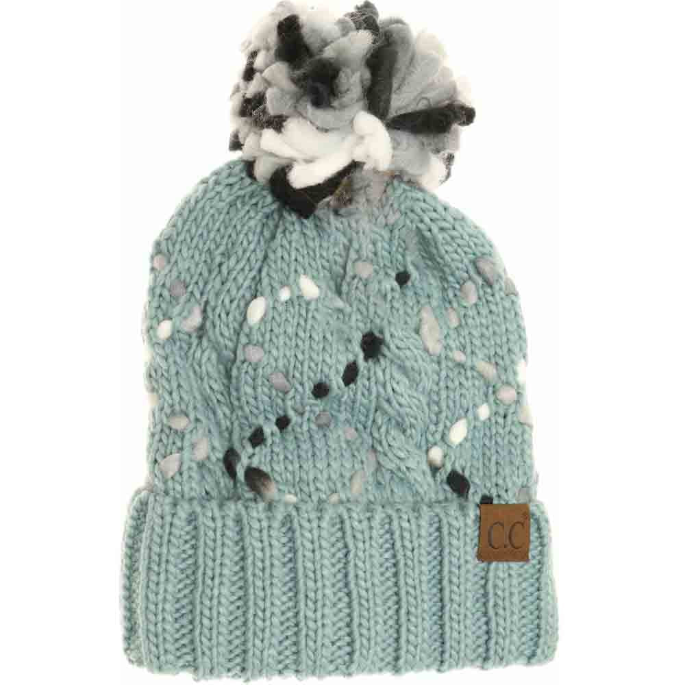 WinterBlue C.C Knitted Lining Beanie With Chunky Jumbo Yarn Pom Warm Winter Hat; reach for this classic toasty hat to keep you nice n warm in the chilly winter weather, the wintry touch finish to your outfit. Perfect Gift Birthday, Christmas, Holiday, Anniversary, Stocking Stuffer, Secret Santa, Valentine's Day, Loved One, BFF