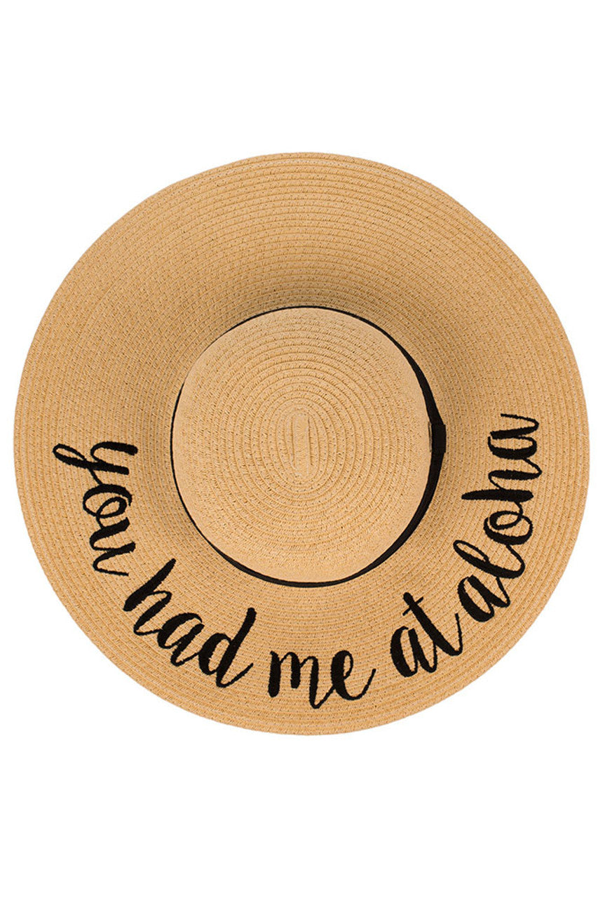YOU_HAD_ME_AT_ALOHA C.C Sun Hat protects from harmful UV rays with its wide brim design. Made from lightweight and breathable fabric, this hat offers comfort and style for outdoor activities. Expertly crafted, it offers the perfect combination of fashion and function.