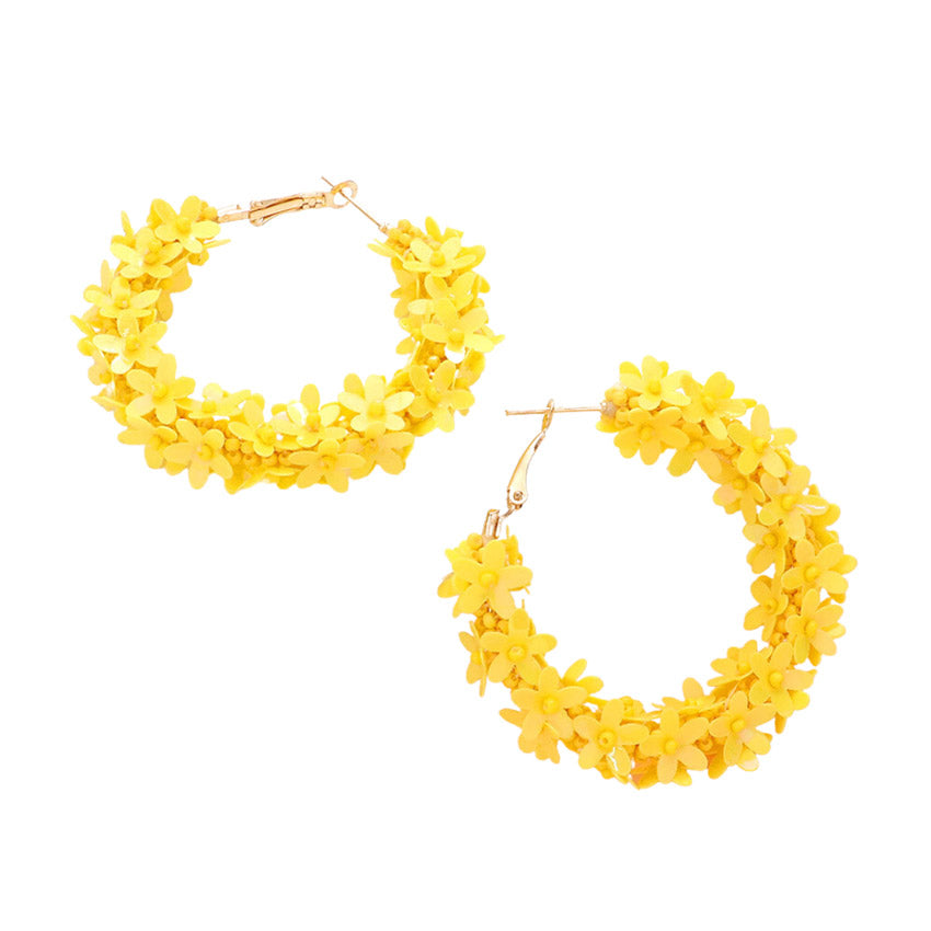 Flower Cluster Hoop Earrings