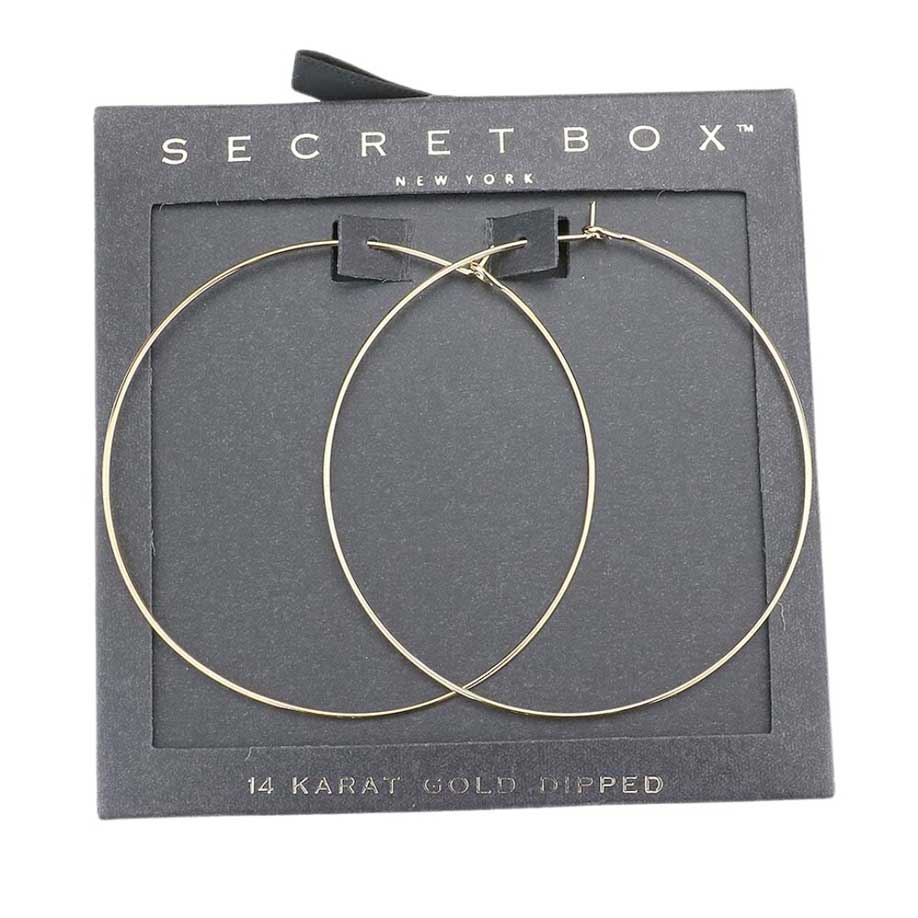 Yellow Gold Secret Box 14K Gold Dipped Metal Hoop Earrings, are fun handcrafted jewelry that fits your lifestyle, adding a pop of pretty color. Enhance your attire with these vibrant artisanal earrings to show off your fun trendsetting style. Great gift idea for your Wife, Mom, your Loving one, or any family member.