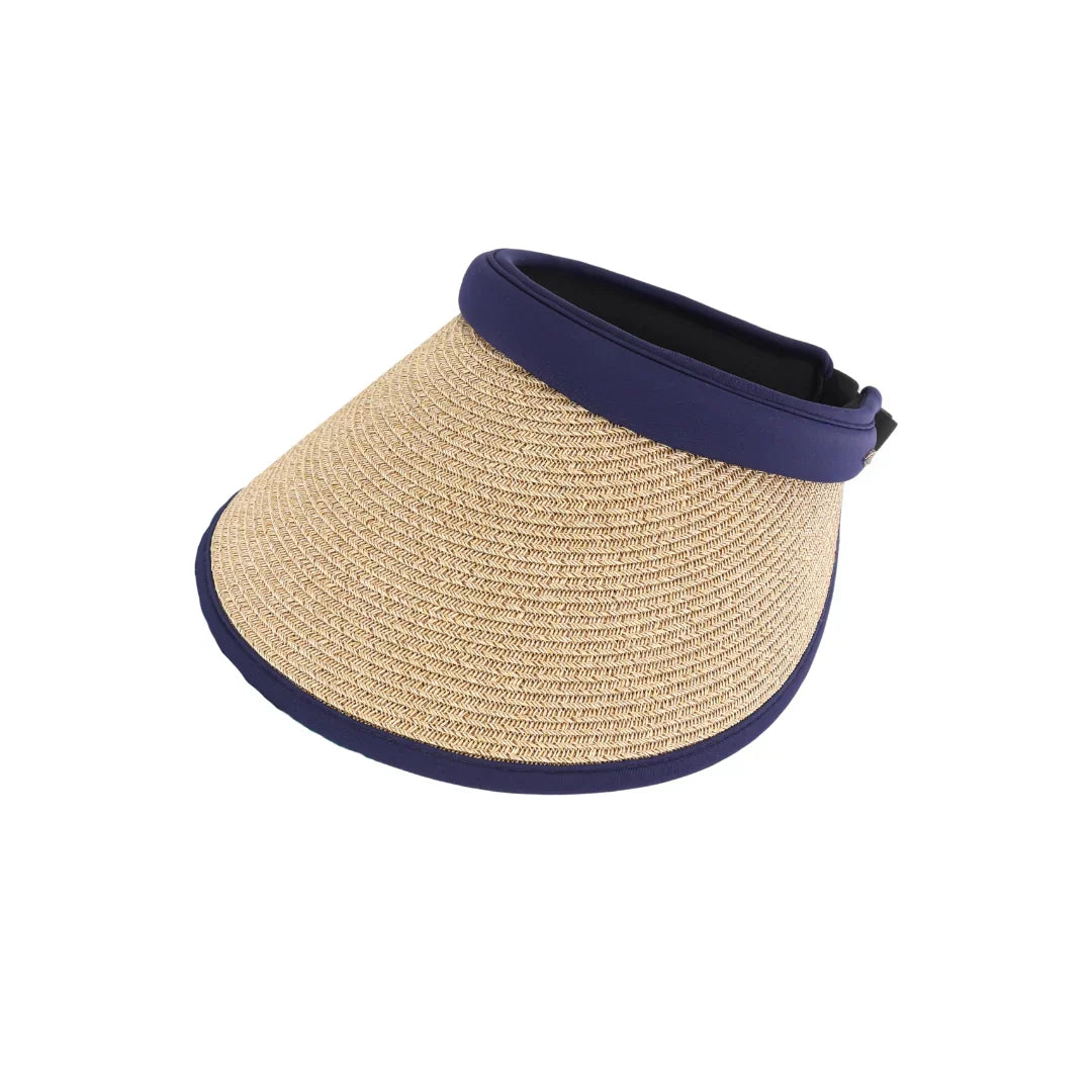 Navy Adjustable Straw Visor C.C Sunhat offers expert sun protection with a stylish, breathable design. Crafted from durable straw, it features an adjustable strap for a customized fit, ensuring comfort during extended wear. Ideal for outdoor activities, this sunhat shields your face from harmful UV rays while maintaining ventilation to keep you cool. Its versatile design complements various outfits, making it a practical and fashionable accessory for sunny days.