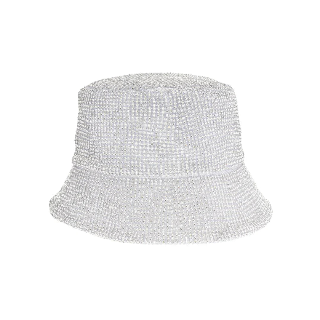 Silver Allover Rhinestone C.C Bucket Hat offers a sophisticated blend of style and practicality. Adorned with shimmering rhinestones throughout, this hat delivers a striking visual appeal while maintaining the classic bucket shape for versatile wear. Featuring the signature C.C logo, it provides a polished finish suitable for fashion-forward individuals seeking both elegance and sun protection in one accessory.