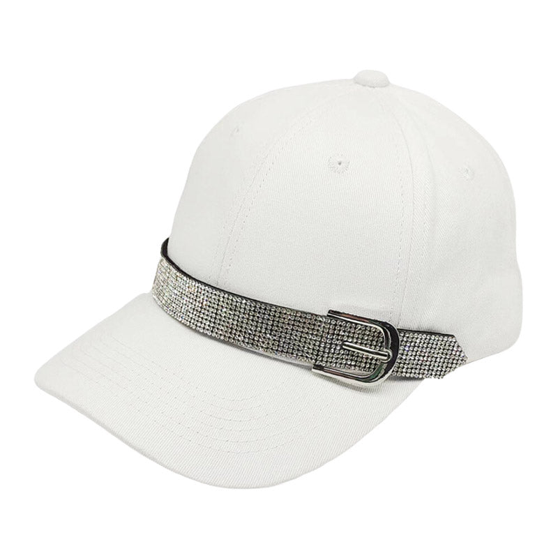 Bling Belt Buckle Accented White Baseball Cap is a must-have for fashionistas who let they mean business! The shiny belt buckle adds just the right amount of "bling" for a look that's bangin' and trendin'! Shine on! Perfect Birthday Gift, Mother's Day, anniversary Gift, Valentine's Day, Regalo Cumpleanos, Navidad etc