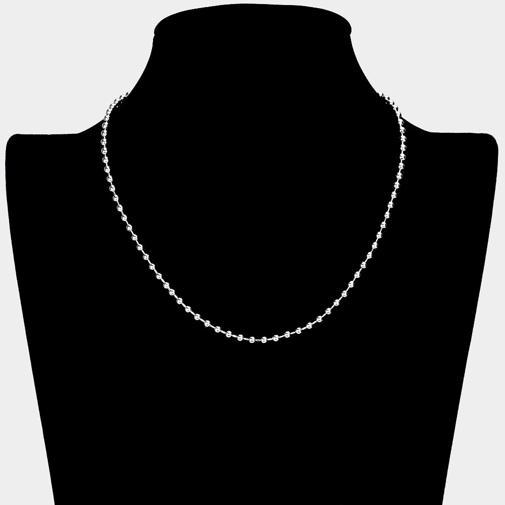 Silver Brass Metal Ball Chain Necklace