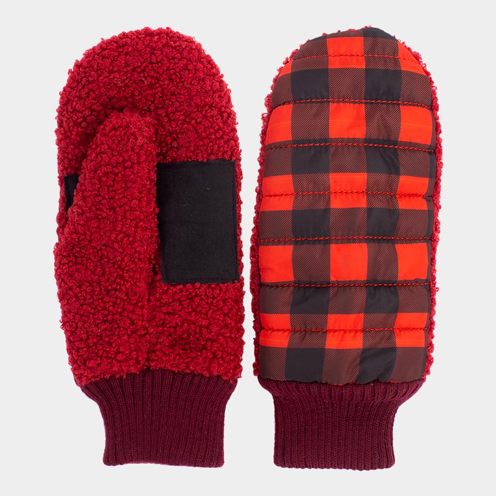 Red Buffalo Check Plaid Puffer Gloves