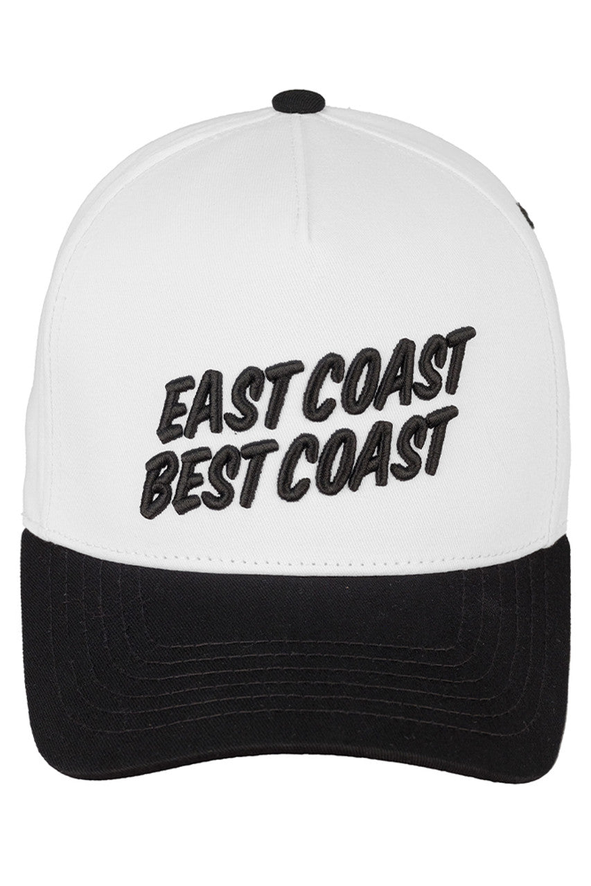 Black C.C East Coast Best Coast Cotton Trucker Cap combines classic style with breathable comfort. Crafted from soft cotton, this cap features a structured front and mesh back for optimal ventilation. Its adjustable snapback ensures a secure fit, making it ideal for everyday wear or outdoor activities. Perfect for those who want to showcase their East Coast pride with a timeless, durable accessory.