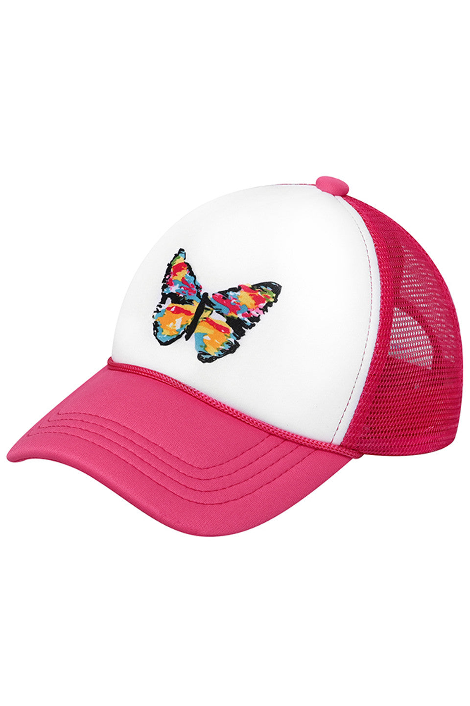 HotPink C.C Kids Hand Painted Abstract Butterfly Cap combines artistic flair with comfortable wear. Each cap features a unique, hand-painted abstract butterfly design, making it a distinctive accessory for children. Crafted with high-quality materials, it ensures a snug fit and durability, making it perfect for everyday use or special occasions. The cap not only adds a creative touch to any outfit but also encourages individuality and style in young wearers.