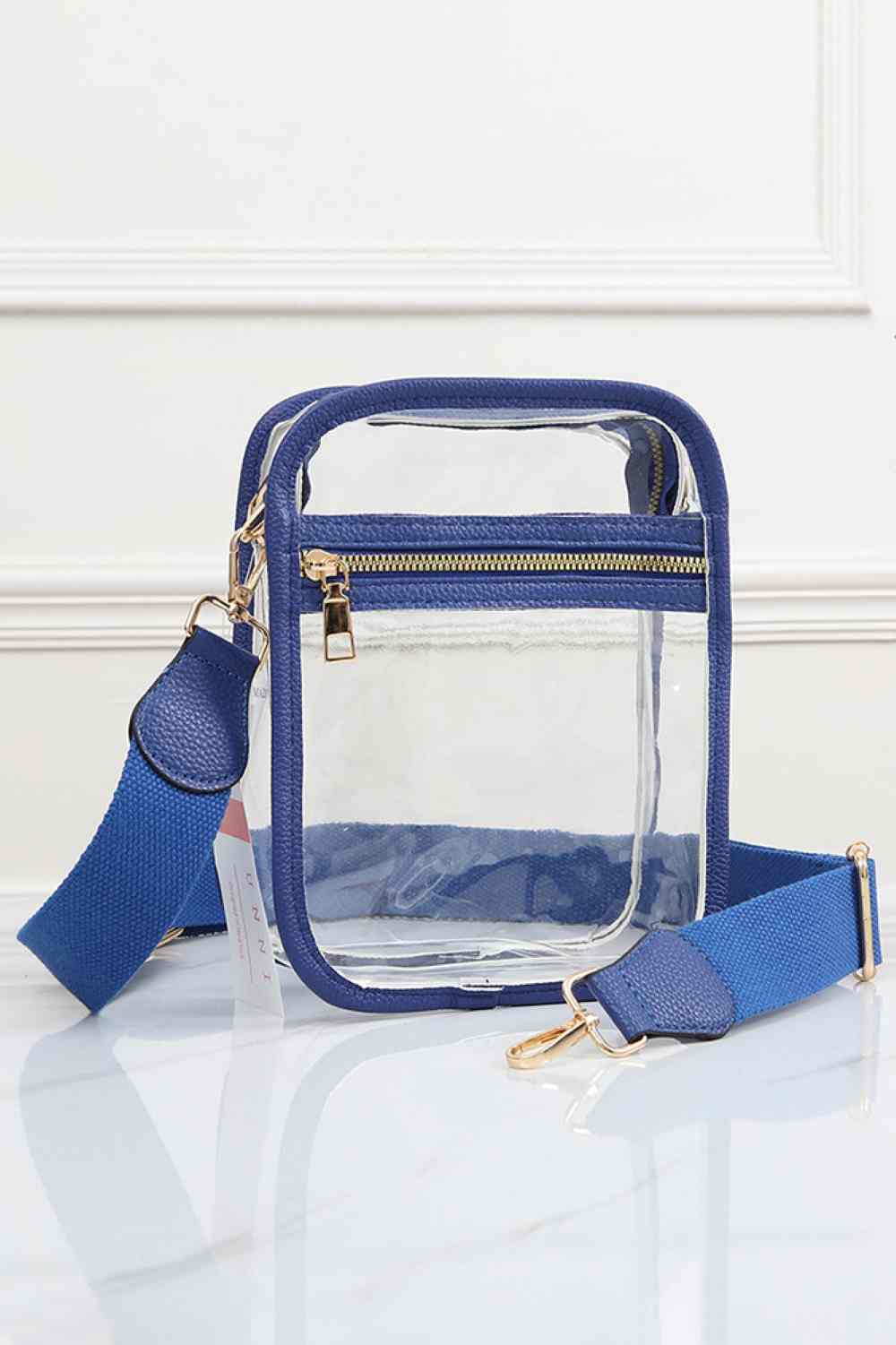 Clear PU Cross Body Mini Bag - Royal Blue - Crossbody Bag