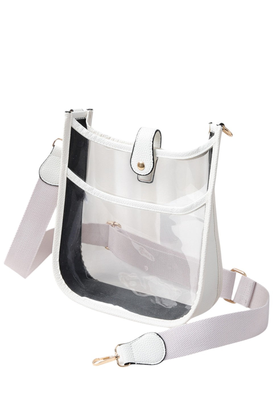 Clear Stadium Crossbody Bag offers a practical solution for carrying essentials while complying with stadium security policies. Crafted from transparent materials, it allows for quick inspection without sacrificing style. Its compact design and adjustable strap provide comfortable, hands-free convenience, making it ideal for sports events, concerts, and other venues requiring clear bags. Durable and easy to clean, this crossbody bag combines functionality with compliance for a seamless event experience.