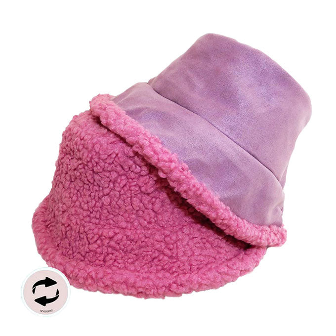 Purple Fashionable Winter Reversible Faux Fur Sherpa Bucket Hat, Before running out the door into the cool air, you’ll want to reach for these Faux Fur Sherpa Bucket Hatto keep you incredibly warm and comfortable even when the sun is high in the sky. Perfect for keeping the sun off of your face, neck, and shoulders.