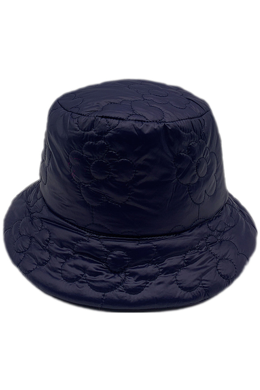 Flower Padded Bucket Hat - Navy - Bucket Hat