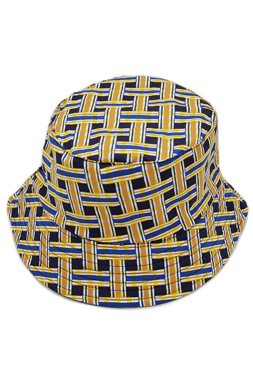 Navy GEOMETRIC REVERSIBLE BUCKET HAT features precisely calibrated geometric patterns integrated through specialized textile construction. The dual-sided functionality demonstrates superior design efficiency, offering two distinct aesthetic presentations without additional material requirements. The architecturally sound brim provides measured UV protection while maintaining optimal weight distribution. Engineered fabric composition ensures consistent performance through temperature variations and repeated