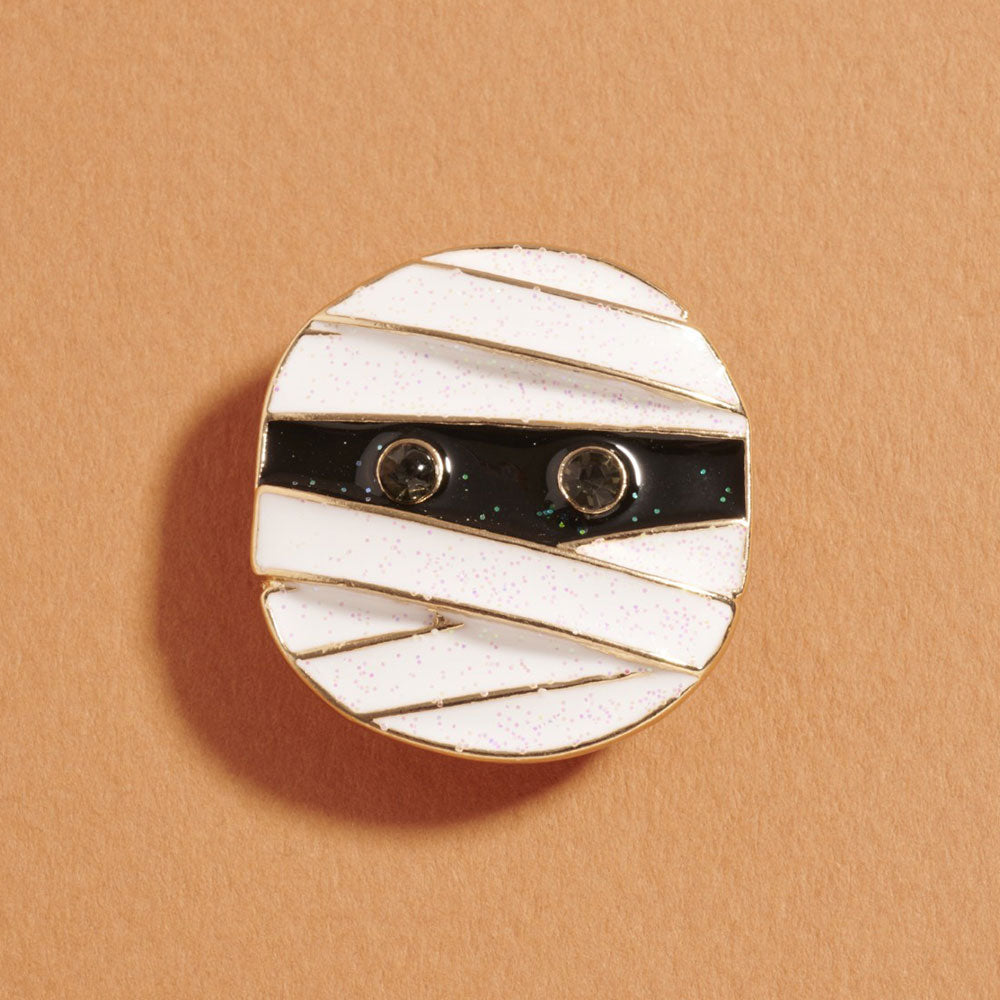 Gold Halloween Mummy Face Pin Brooch