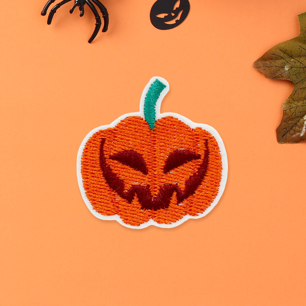 Orange Halloween Pumpkin Iron On Patch