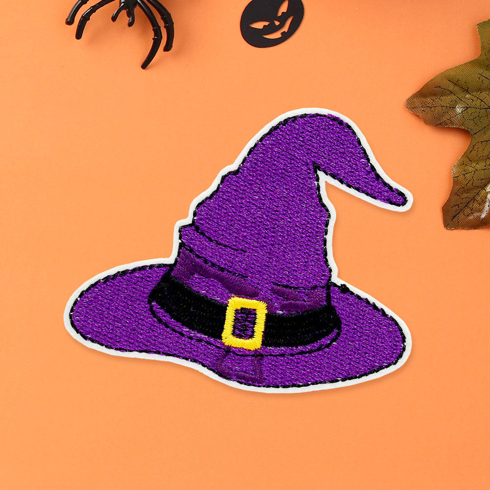 Purple Halloween Witch Hat Iron On Patch