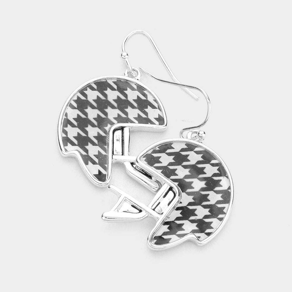 Antique Silver Houndstooth Helmet Dangle Earrings
