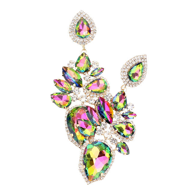 Vitrail Marquise Teardrop Stone Cluster Dangle Evening Earrings, put on a pop of color to complete your ensemble. Perfect for adding just the right amount of shimmer & shine and a touch of class to special events. Perfect Birthday Gift, Anniversary Gift, Mother's Day Gift, Graduation Gift.