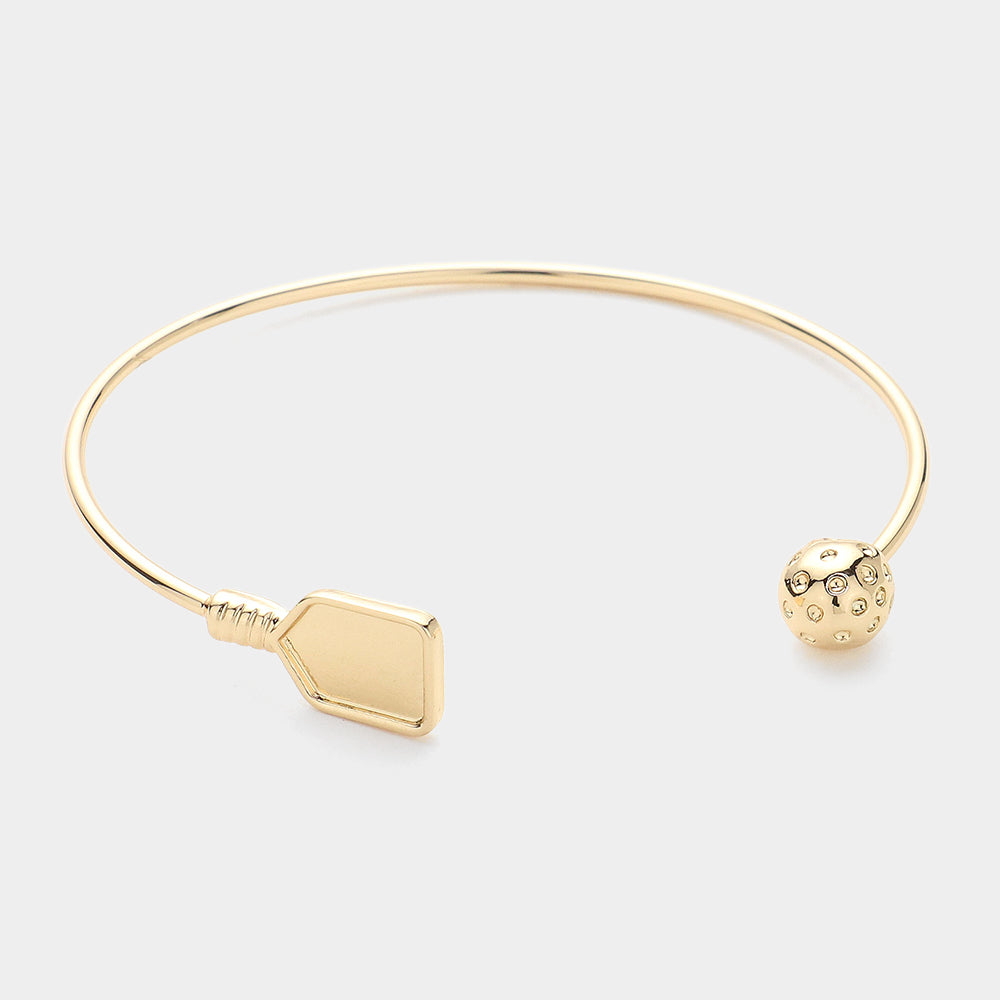 Gold Metal Pickleball Paddle Ball Tip Cuff Bracelet