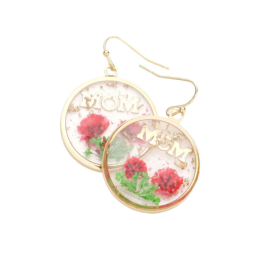 MOM Pressed Flower Clear Lucite Round Earrings - Lucite - Earrings